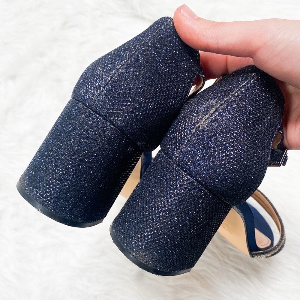 Nina Blue fabric Heels with Rounded Toe - Picture 5 of 7